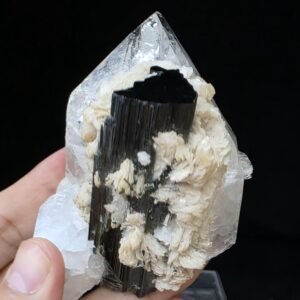 Black Tourmaline Quartz Mica Specimen | Pakistan Cabinet Display (88x77x63mm)