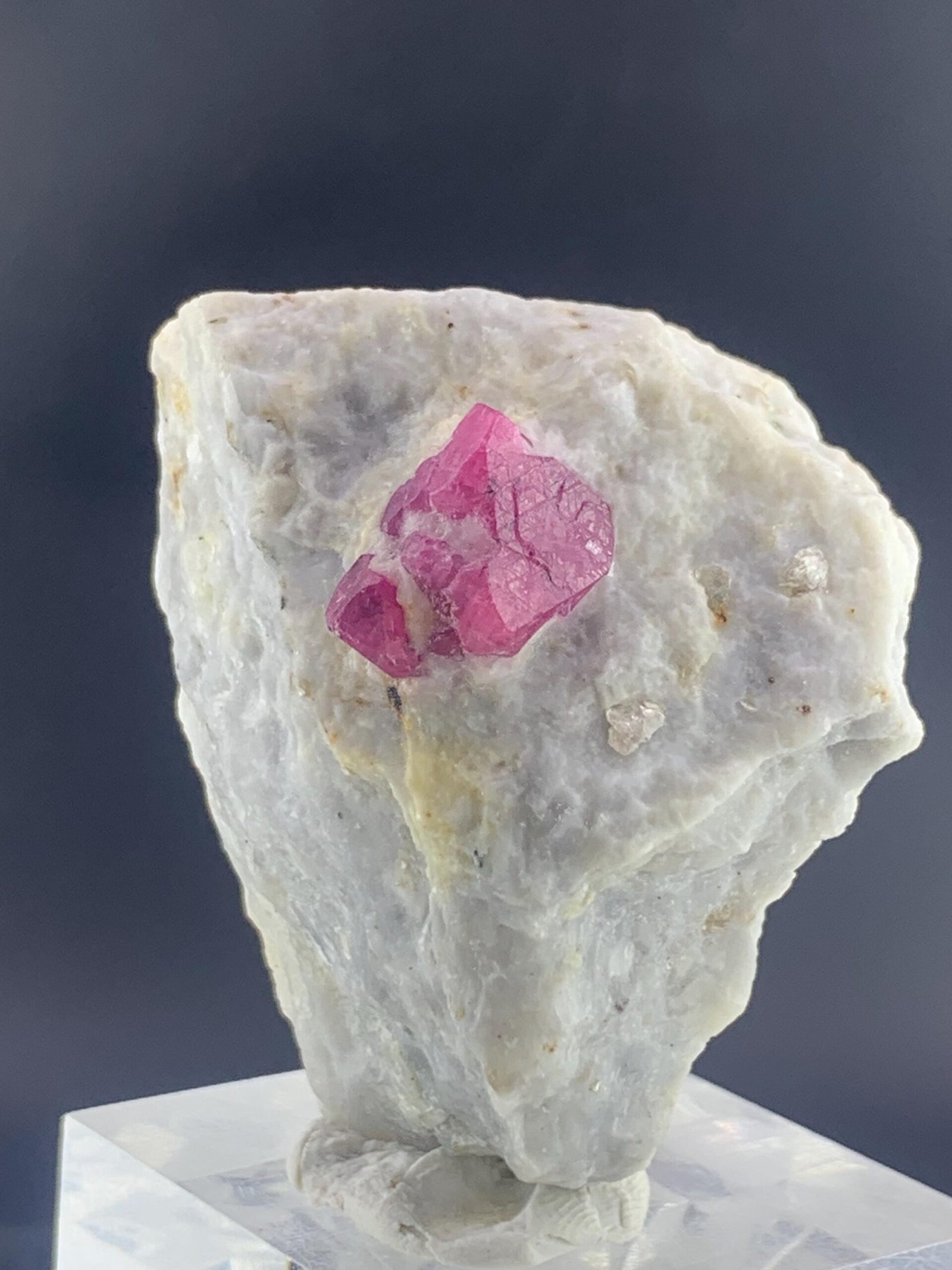 Pink Sapphire (Ruby) Crystal in White Matrix Mineral Specimen - Image 4