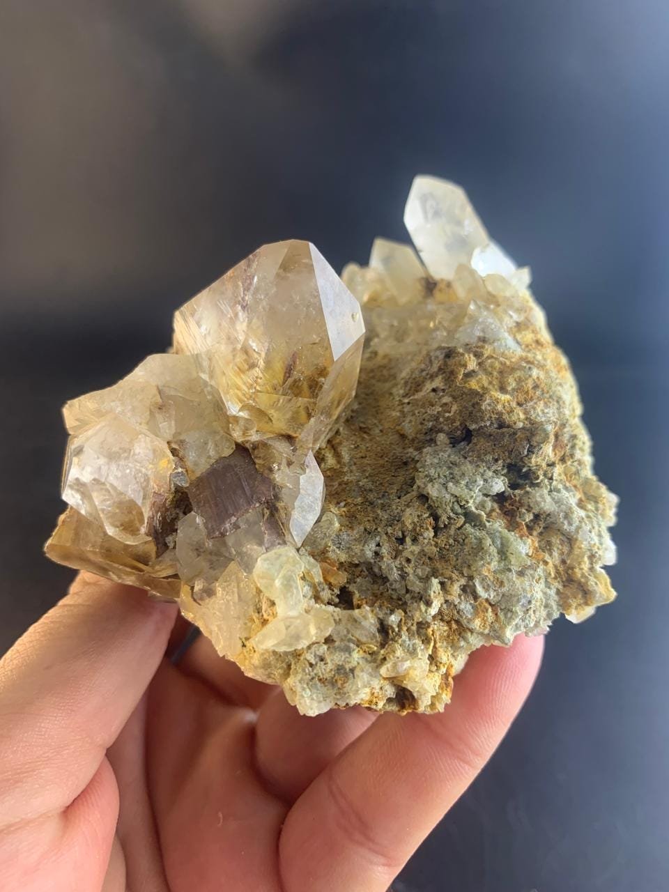 Quartz with Brookite Crystal Cluster on Matrix