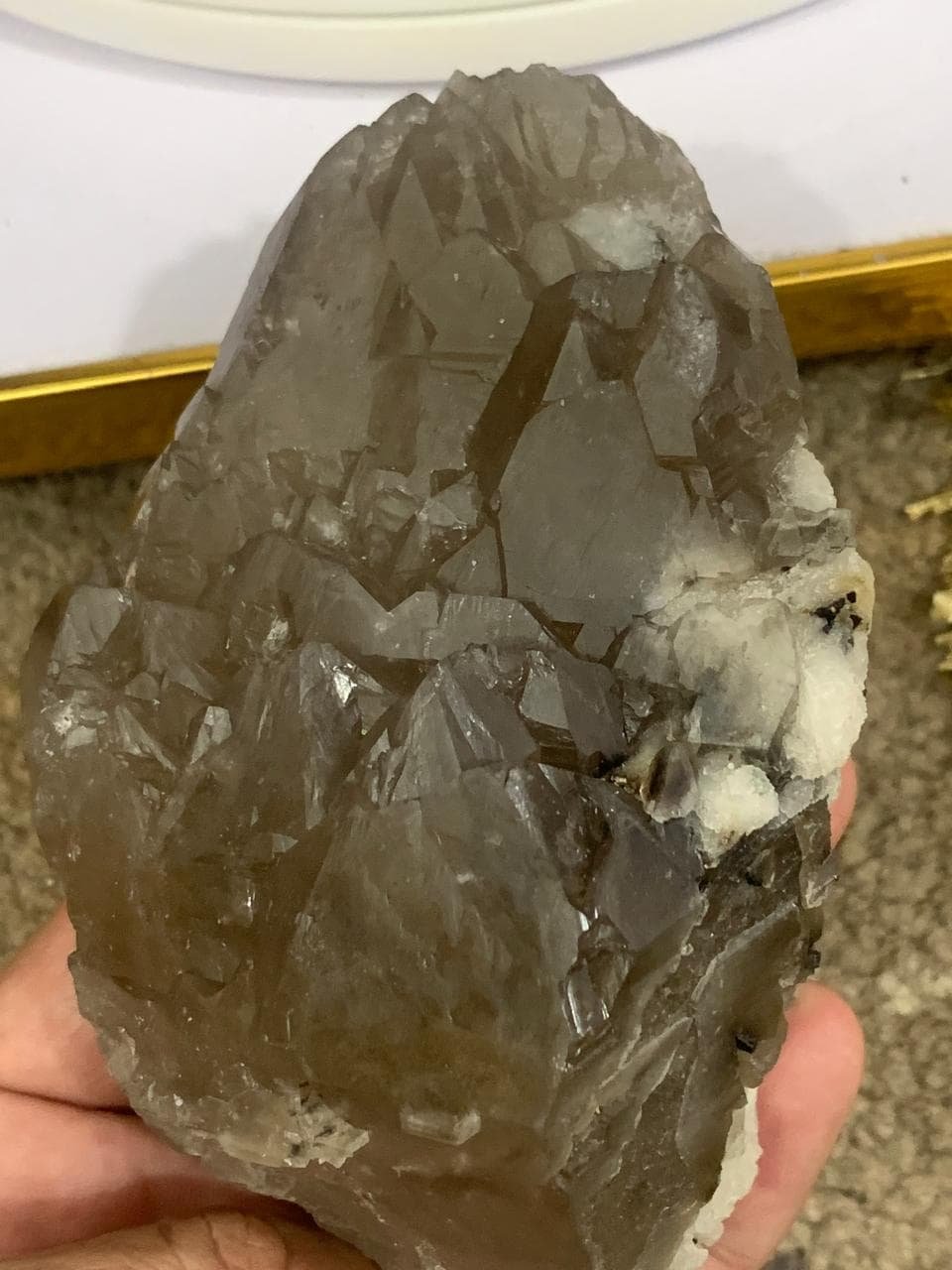 Afghanistan Smoky Window Quartz Cluster   536g | High Luster Natural Crystal Specimen | 126 x 82 x 50 mm