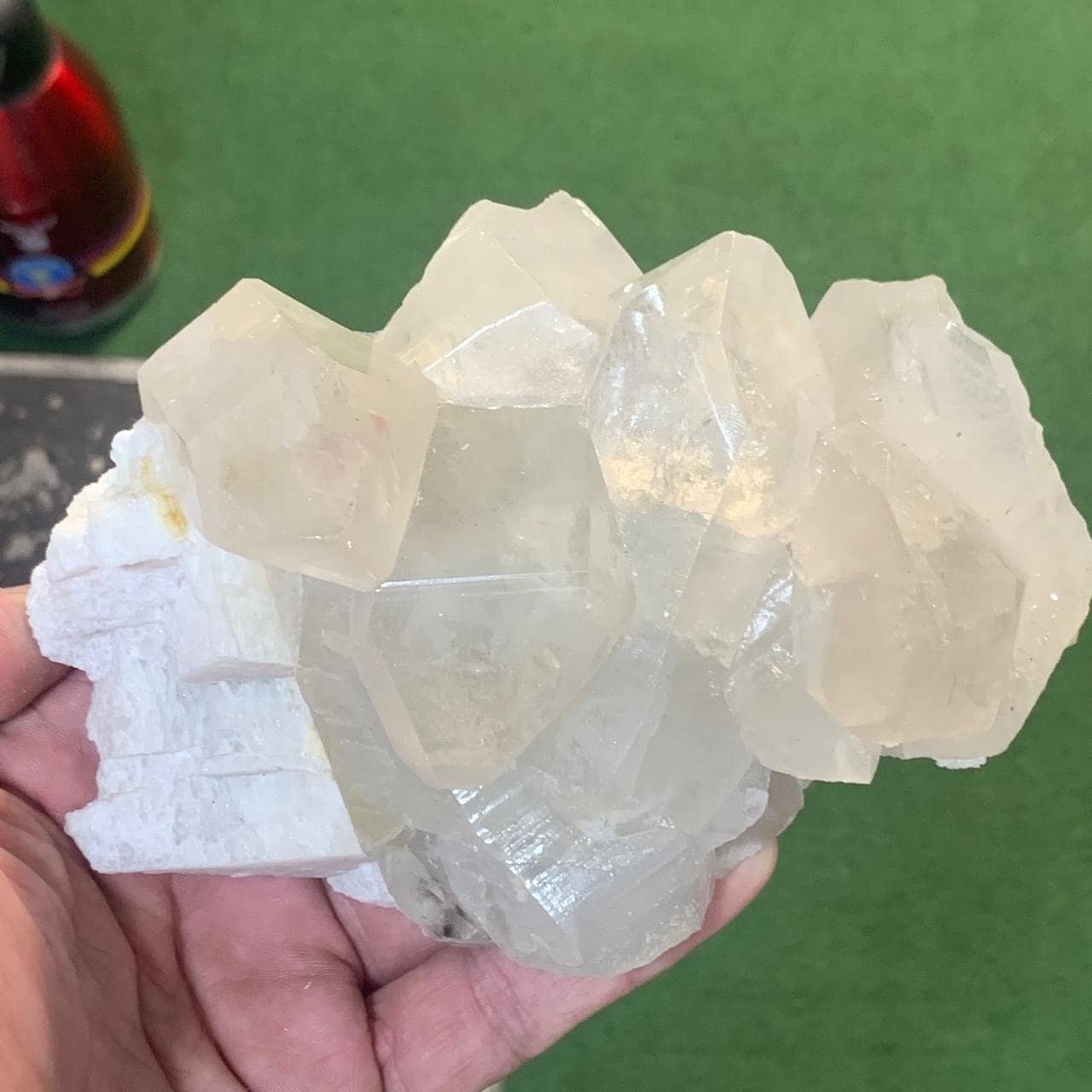 Large Natural Clear Quartz terminated Cluster on mother rock   Raw Crystal Specimen