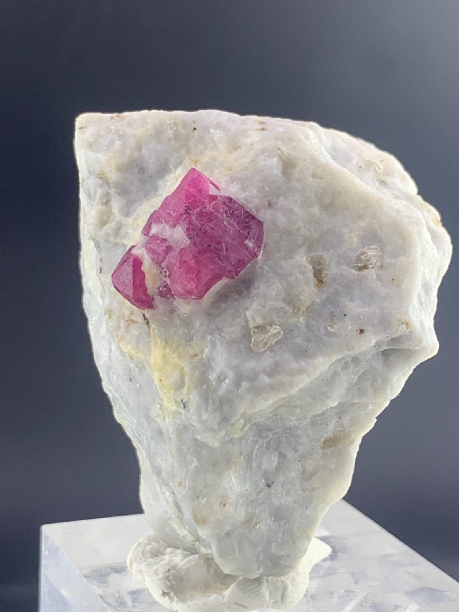 Pink Sapphire (Ruby) Crystal in White Matrix Mineral Specimen - Image 2