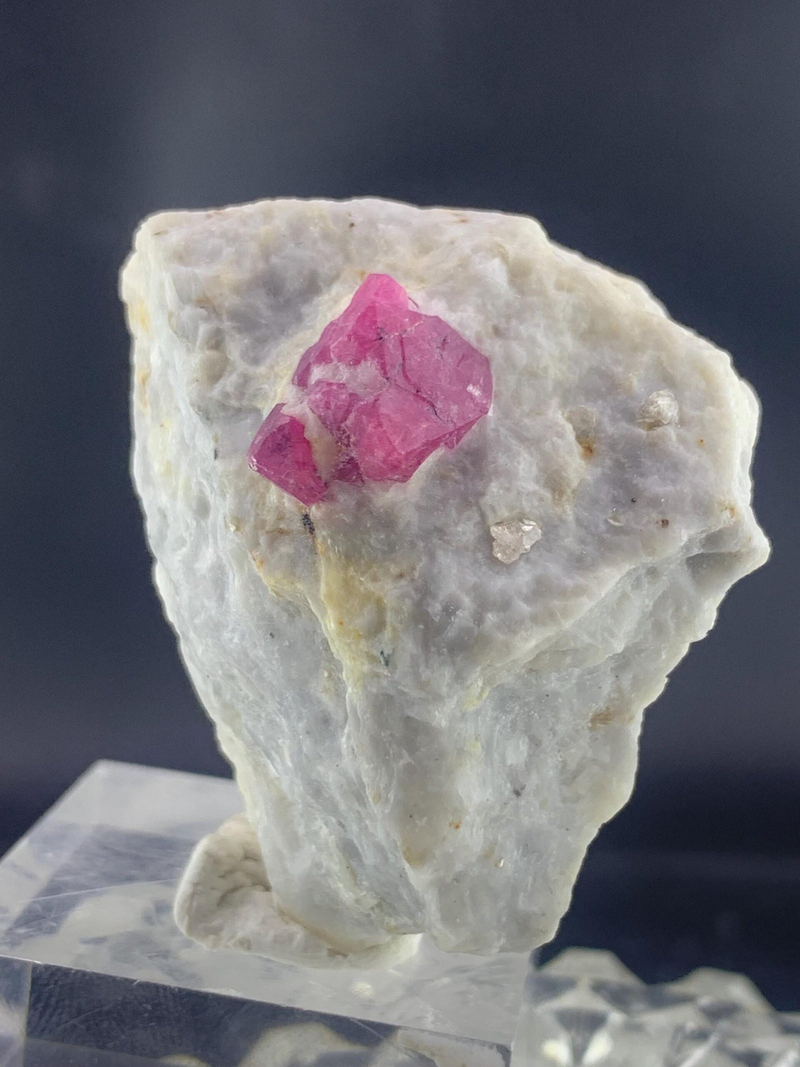 Pink Sapphire (Ruby) Crystal in White Matrix Mineral Specimen