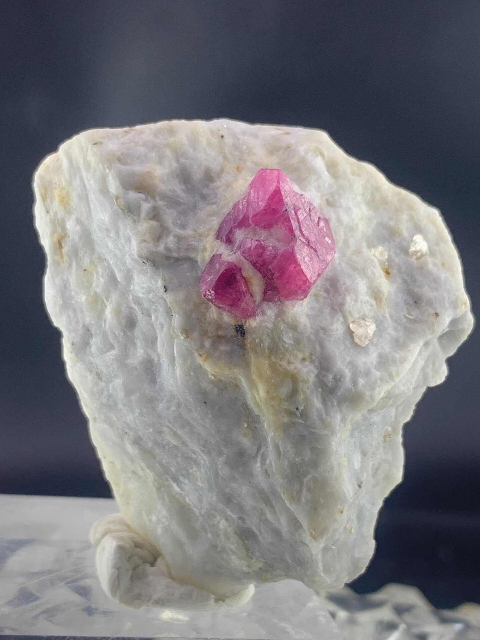 Pink Sapphire (Ruby) Crystal in White Matrix Mineral Specimen - Image 5