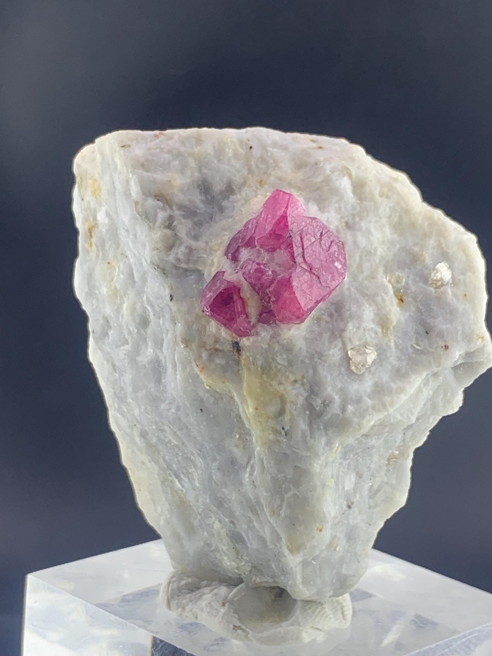 Pink Sapphire (Ruby) Crystal in White Matrix Mineral Specimen - Image 3