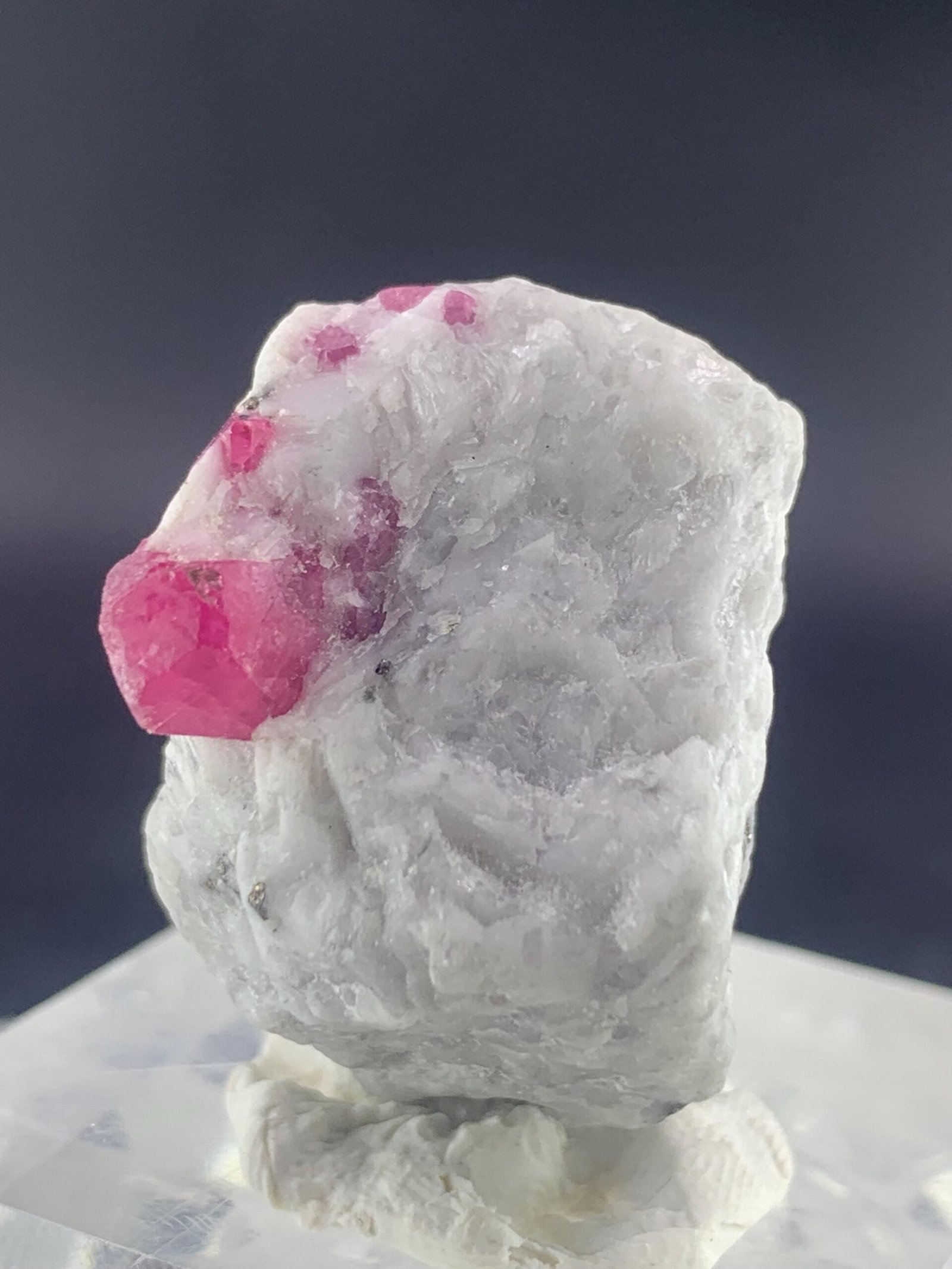 Vivid Pink Ruby Crystals in White Matrix