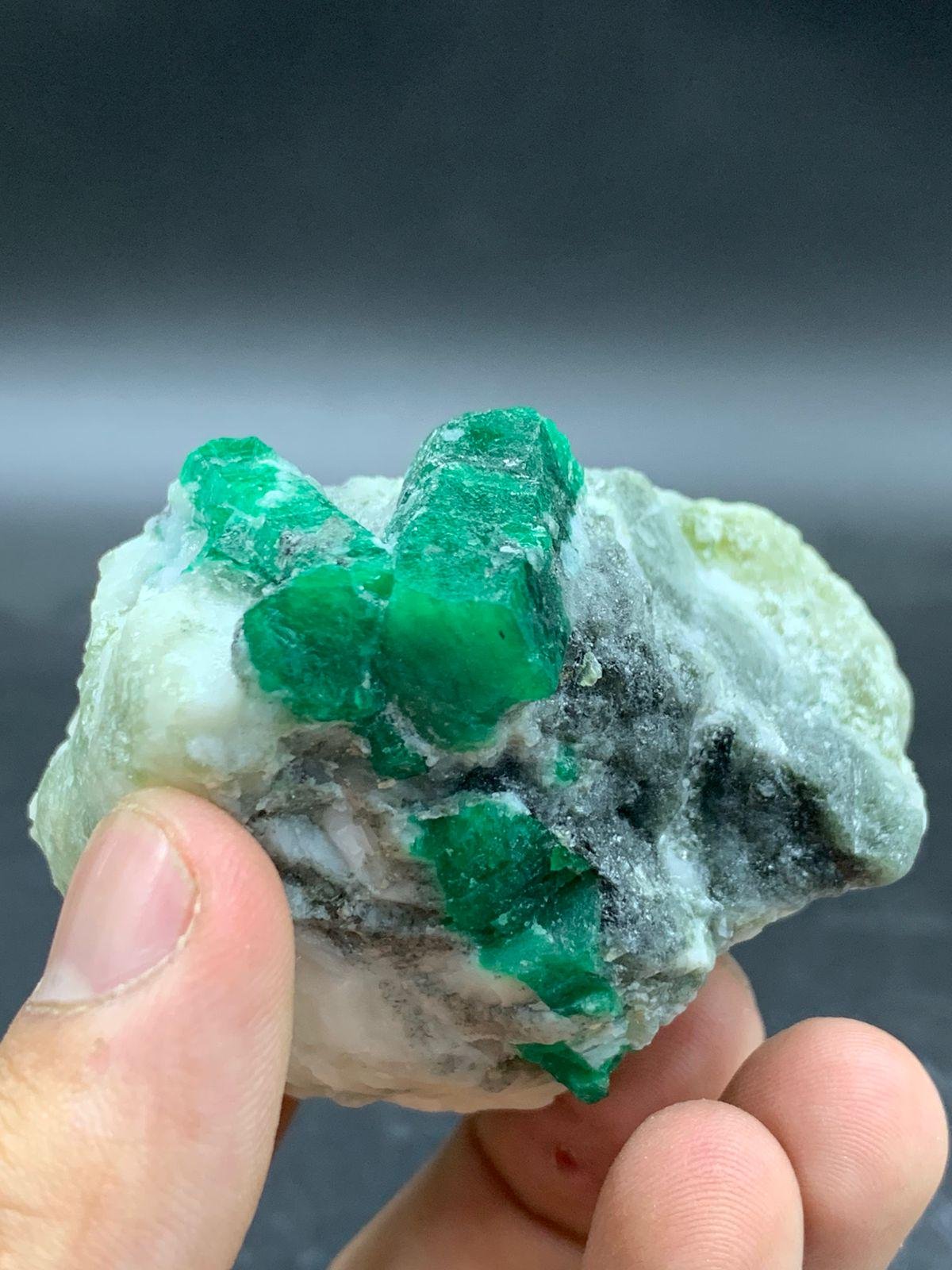 Natural Swat Emerald Crystal Specimen 236 Gram | Raw Green Emerald on Matrix
