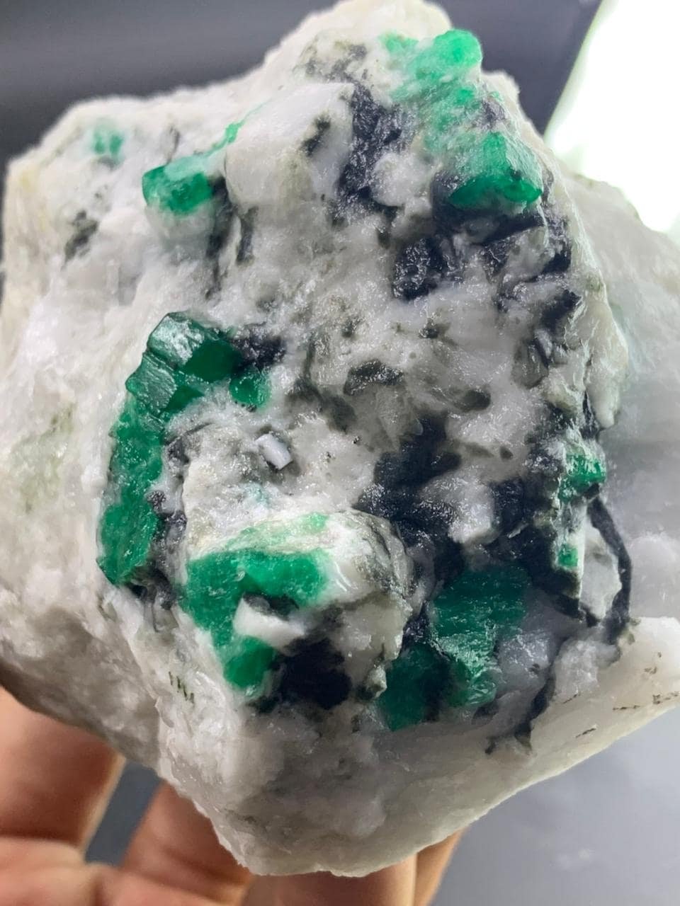 Natural Swat Emerald Crystal Specimen   760g Large Green Beryl Mineral   Collector Gemstone from Swat Valley Pakistan