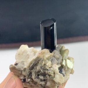 Natural Black Tourmaline on Matrix & mica from Skardu Pakistan 80.35g Mineral Specimen