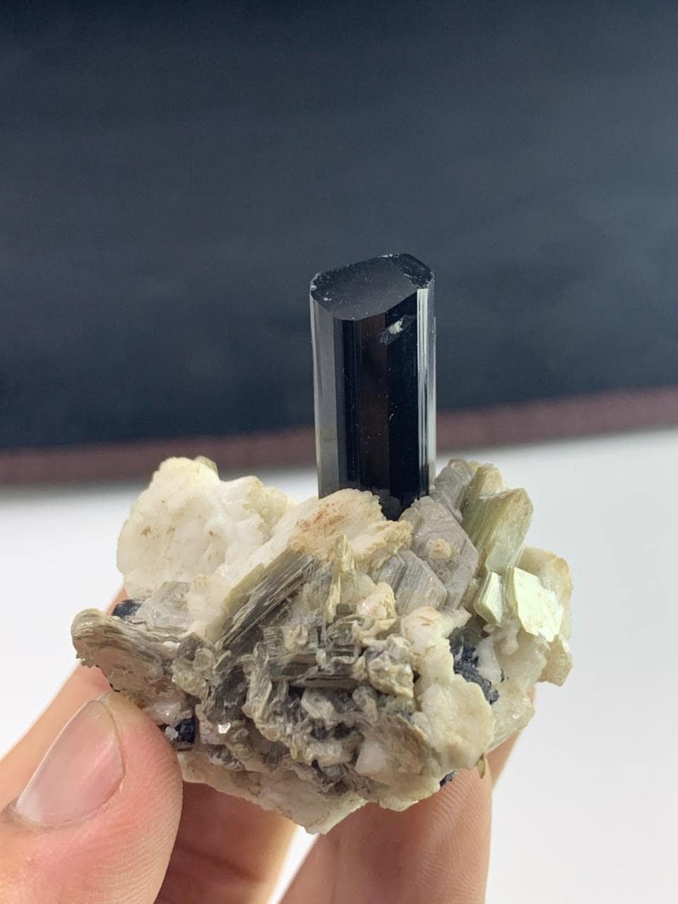Natural Black Tourmaline on Matrix & mica from Skardu Pakistan 80.35g Mineral Specimen