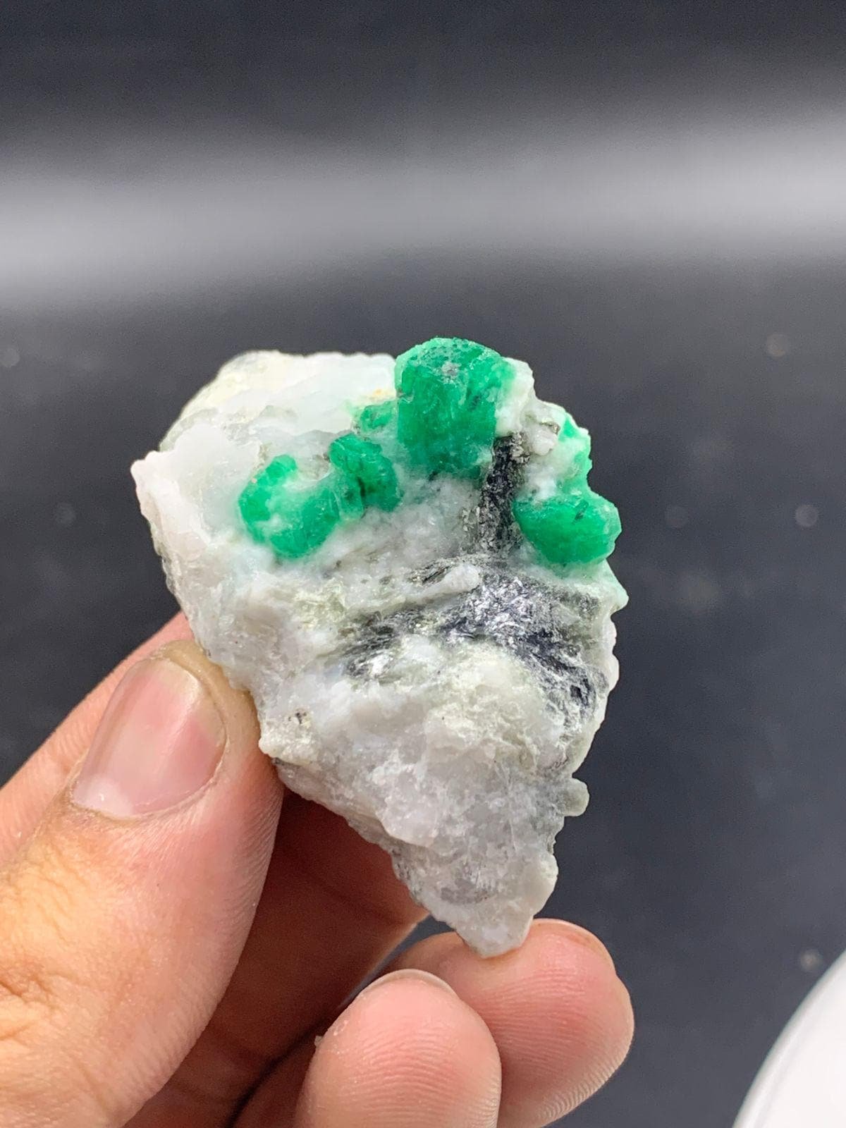 Natural Swat Emerald Specimen on Matrix   Raw Green Emerald Crystal from Pakistan   Mineral Collector Stone   50g