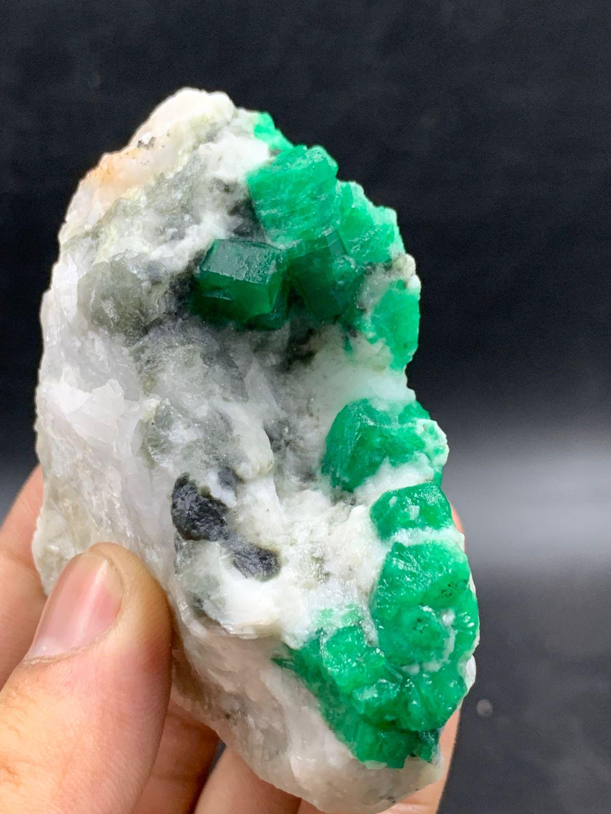 Natural Swat Emerald Crystal Specimen on Matrix 160g Raw Green Emerald Cluster from Pakistan Collector Mineral Display Piece - Image 2