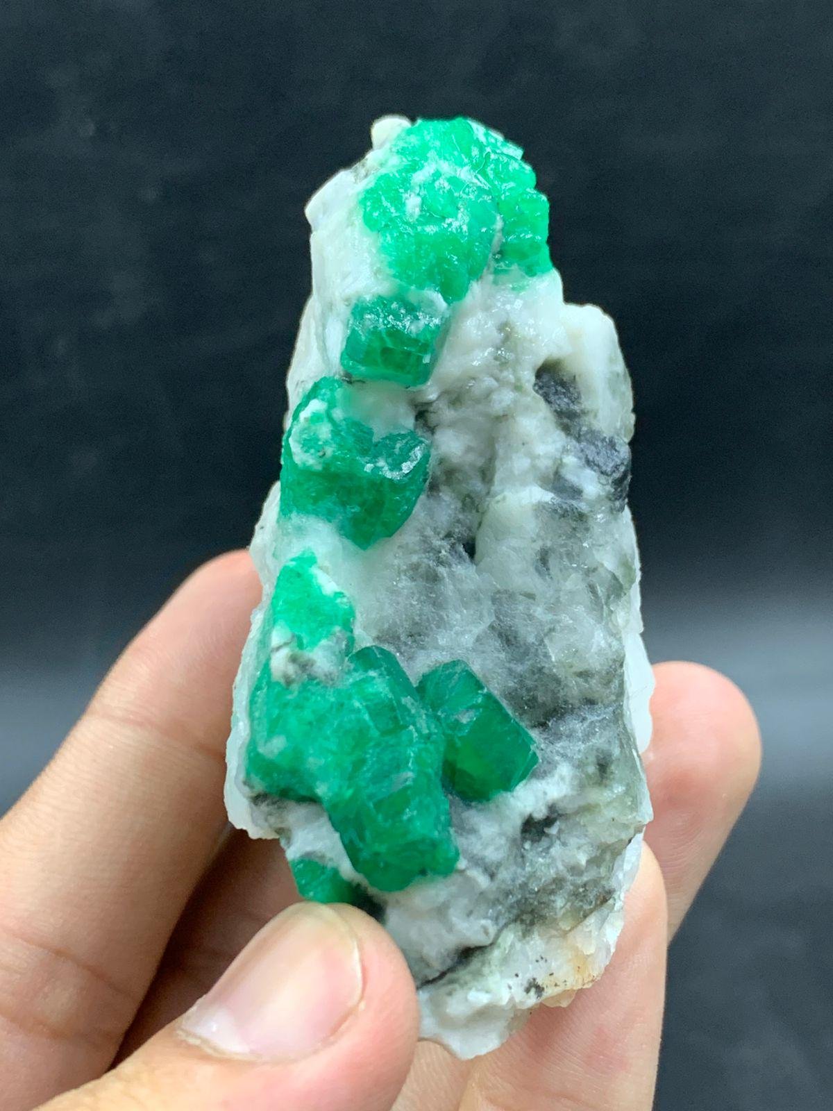 Natural Swat Emerald Crystal Specimen on Matrix 160g Raw Green Emerald Cluster from Pakistan Collector Mineral Display Piece - Image 3