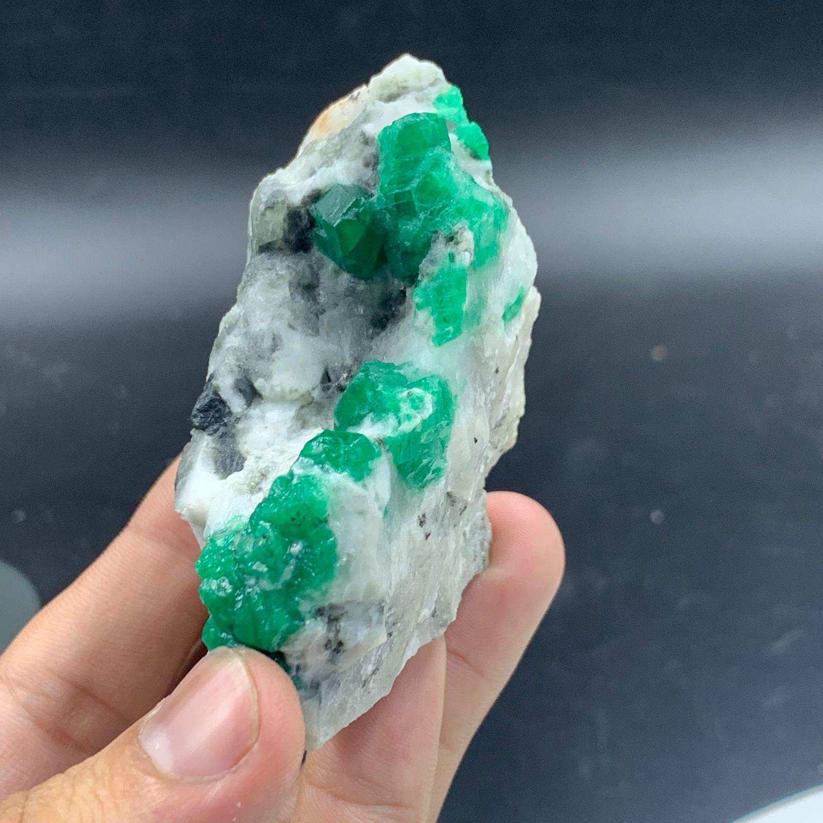 Natural Swat Emerald Crystal Specimen on Matrix 160g Raw Green Emerald Cluster from Pakistan Collector Mineral Display Piece - Image 6