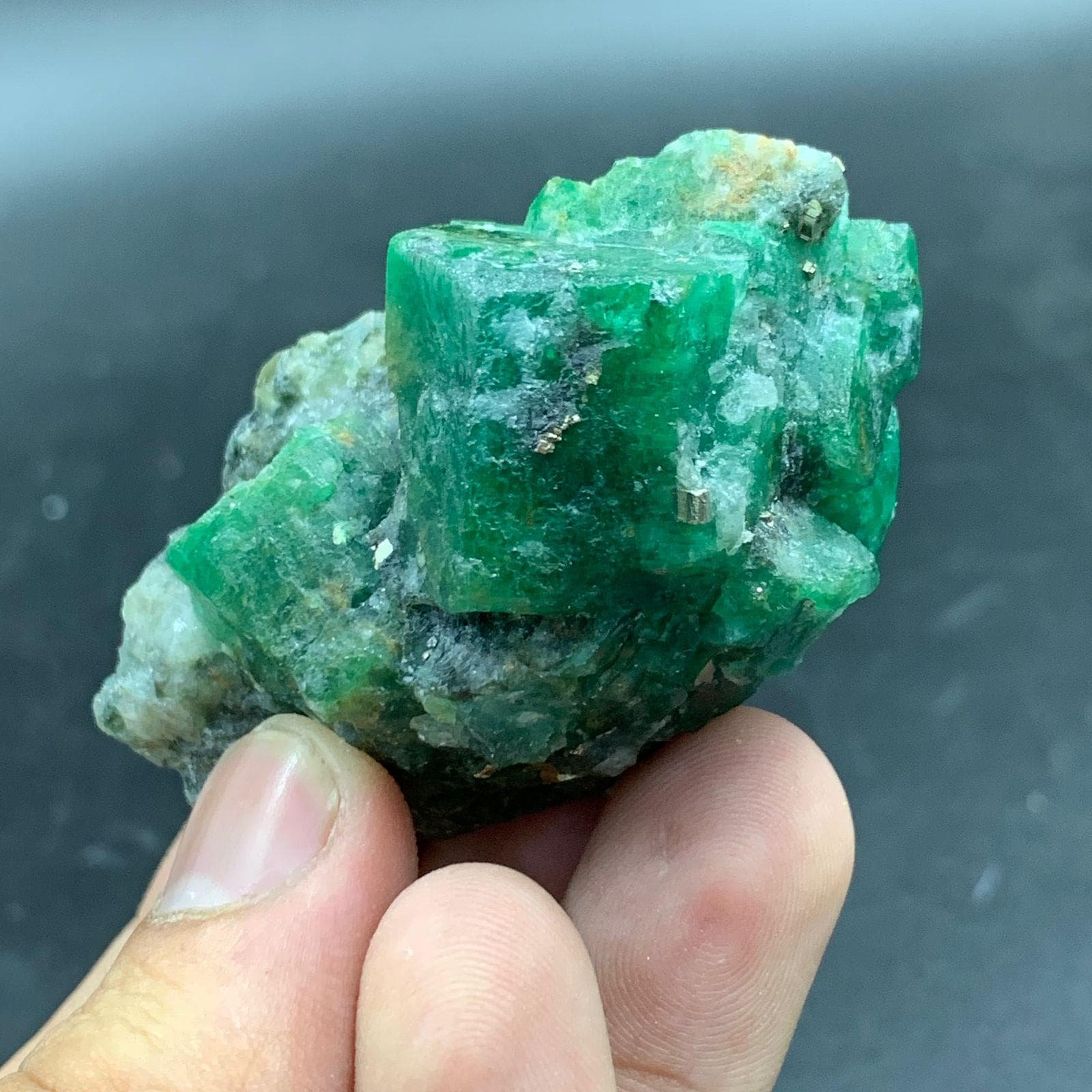 Natural Swat Emerald Specimen 80g | Raw Emerald Crystal on Matrix from Pakistan | Collector Mineral Display Piece