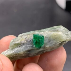 Natural Swat Emerald Specimen 19g   Raw Green Emerald Crystal on Matrix from Pakistan   Collector Mineral Display Stone