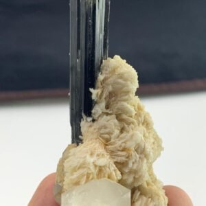 Black Tourmaline Crystal on Muscovite Matrix & Quartz | Natural Terminated Schorl Specimen 76.68 G