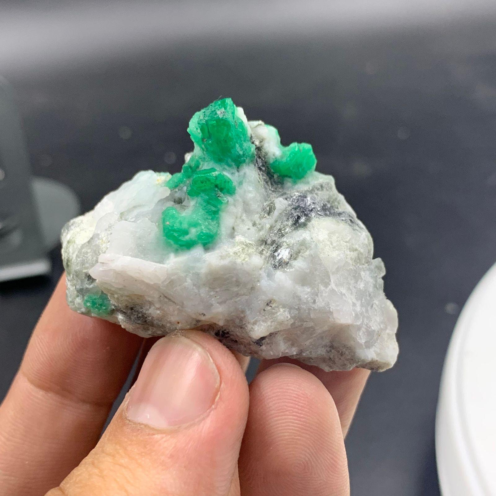 Natural Swat Emerald Specimen on Matrix Raw Green Emerald Crystal from Pakistan Mineral Collector Stone 50g - Image 4
