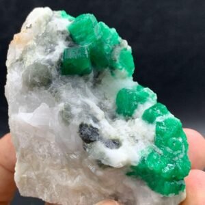 Natural Swat Emerald Crystal Specimen on Matrix   160g Raw Green Emerald Cluster from Pakistan   Collector Mineral Display Piece
